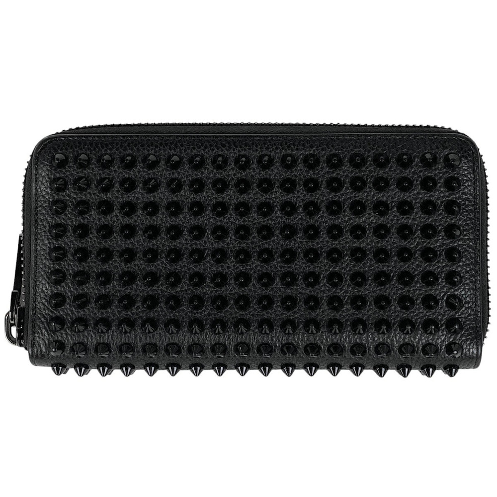 Christian Louboutin Panettone Round Zip Long Wallet Studded Leather Black